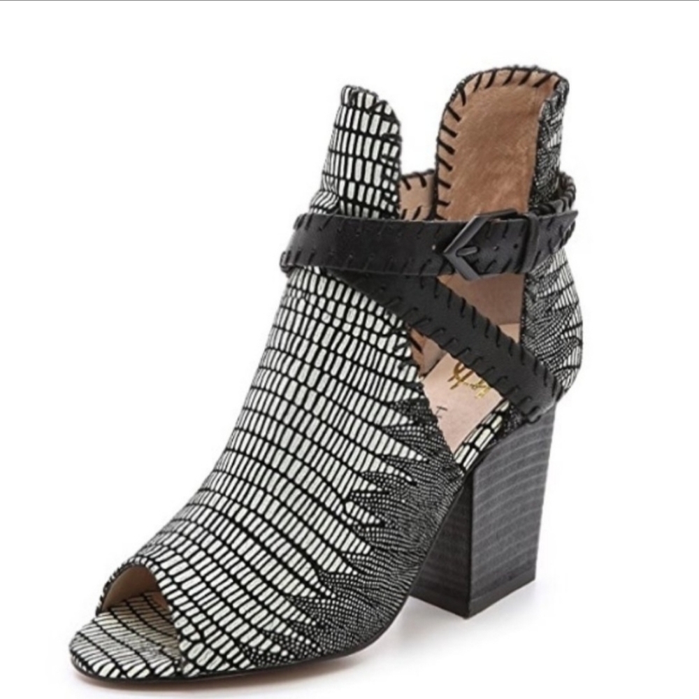 House Of Harlow 1960 Minnie Whipstitch Cutout Exotic Leather Bootie Size 36 Art.
